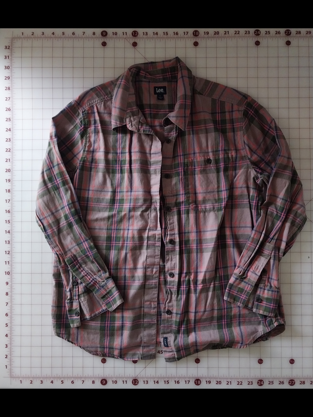 Lee Pink and Green Plaid Button-Up Shirt